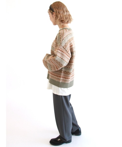 ehka sopo（エヘカソポ）の「フェアアイル柄ジャカードニット（ニット/セーター・レディース・キナリ/グリーン/ブラウン/ブルー・ﾌﾘ-）」の10枚目の写真