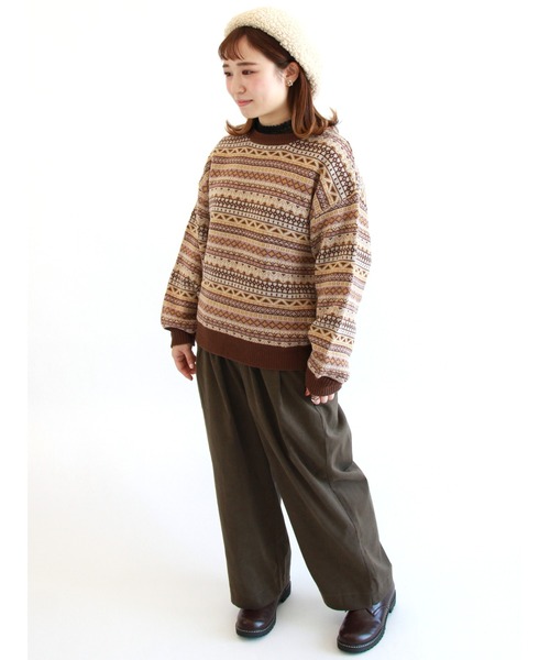 ehka sopo（エヘカソポ）の「フェアアイル柄ジャカードニット（ニット/セーター・レディース・キナリ/グリーン/ブラウン/ブルー・ﾌﾘ-）」の13枚目の写真