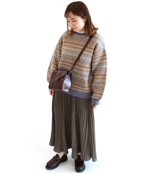 ehka sopo（エヘカソポ）の「フェアアイル柄ジャカードニット（ニット/セーター・レディース・キナリ/グリーン/ブラウン/ブルー・ﾌﾘ-）」の16枚目の写真
