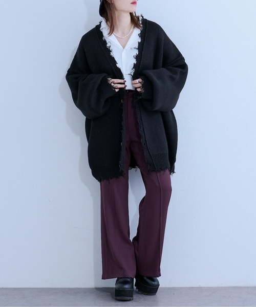 Ellno Loset（エルノロゼット）の「ダメージニットカーディガン（カーディガン/ボレロ・メンズ・ブラック/グリーン/ブルーグリーン・FREE）」の18枚目の写真