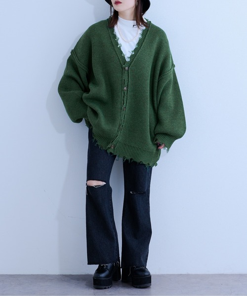 ダメージニットカーディガン（カーディガン/ボレロ）｜Ellno Loset