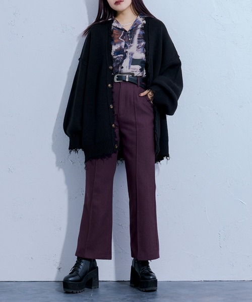 Ellno Loset（エルノロゼット）の「ダメージニットカーディガン（カーディガン/ボレロ・メンズ・ブラック/グリーン/ブルーグリーン・FREE）」の7枚目の写真