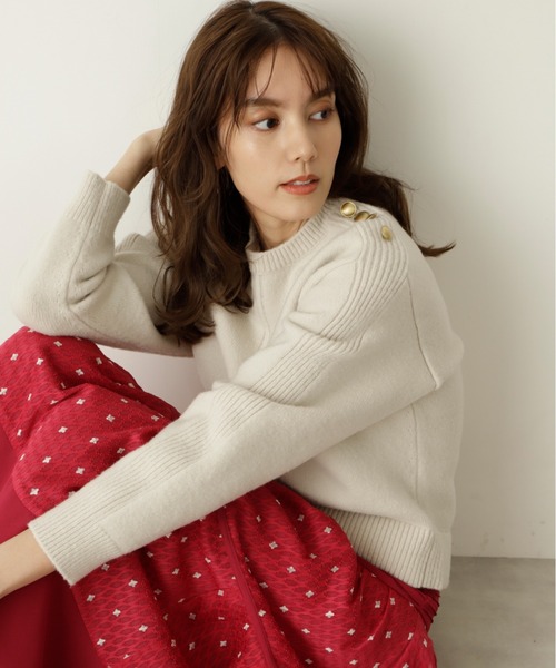 JILL STUART（ジルスチュアート）の「◆ノーランニット（ニット/セーター・レディース・ベージュ/イエロー/ピンク・FREE）」の2枚目の写真