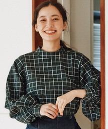 ａｎｄ　ｍｙｅｒａハイネックチェックブラウス