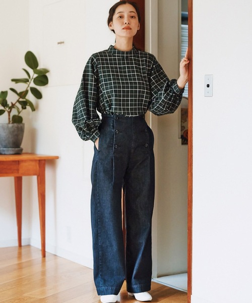 and myera（アンド マイラ）の「ａｎｄ　ｍｙｅｒａハイネックチェックブラウス（シャツ/ブラウス・レディース・グリーン系その他・X-LARGE/MEDIUM/LARGE/SMALL）」の12枚目の写真