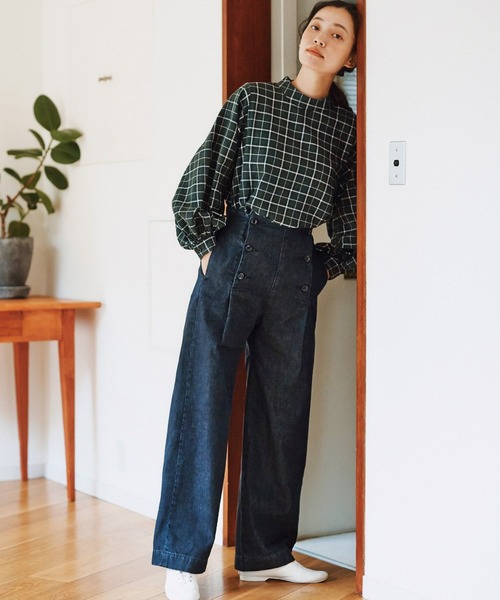 and myera（アンド マイラ）の「ａｎｄ　ｍｙｅｒａハイネックチェックブラウス（シャツ/ブラウス・レディース・グリーン系その他・X-LARGE/MEDIUM/LARGE/SMALL）」の2枚目の写真