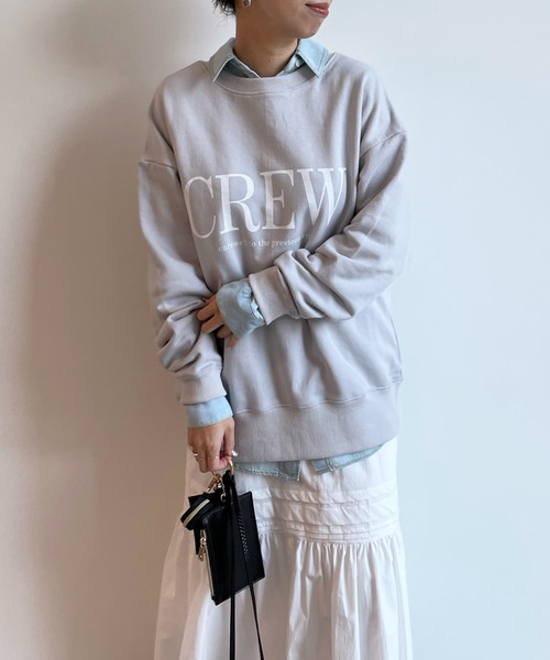 DouDou（ドゥドゥ）の「前後2WAY CREWロゴスウェット（スウェット・レディース・オフホワイト/ライトグレー/ネイビー・FREE）」の21枚目の写真