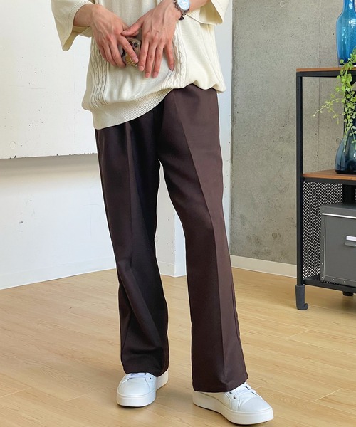 MONO-MART（モノマート）の「ナチュラルシャンブレーメランジファブリック セミワイドテーパードパンツ スラックス（スラックス・メンズ・ブラック/ブラウン/アイボリー/チャコール/グレイッシュブルー/ダークブラウン/ダークグリーン/ライトベージュ/ライトグレー・S/M/L）」の17枚目の写真
