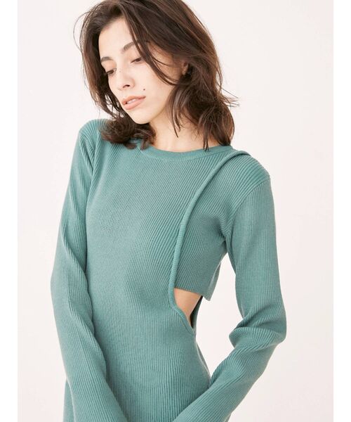 EVRIS（エヴリス）の「サイドオープンニットワンピース（ワンピース・レディース・ブラック/アイボリー/ブルー・FREE）」の5枚目の写真