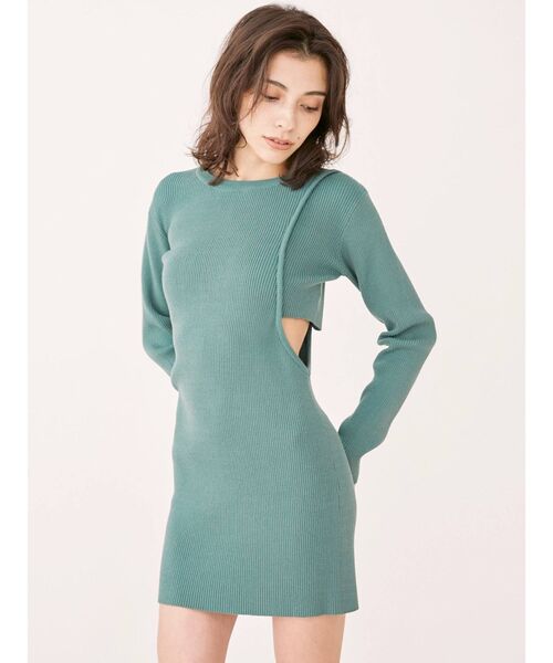 EVRIS（エヴリス）の「サイドオープンニットワンピース（ワンピース・レディース・ブラック/アイボリー/ブルー・FREE）」の12枚目の写真