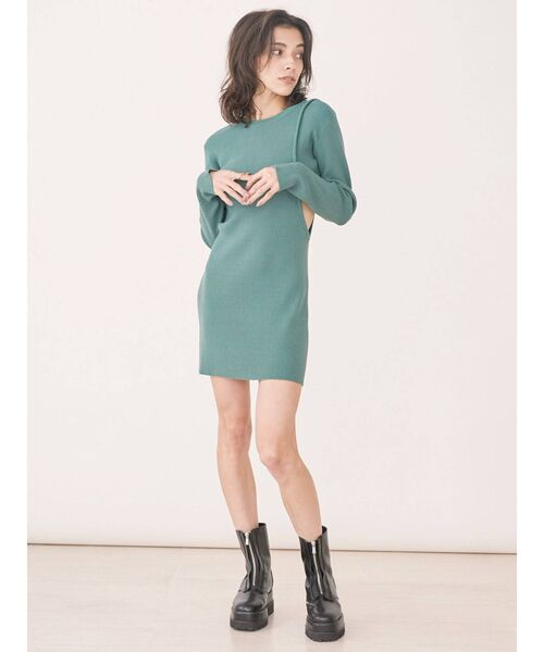 EVRIS（エヴリス）の「サイドオープンニットワンピース（ワンピース・レディース・ブラック/アイボリー/ブルー・FREE）」の4枚目の写真