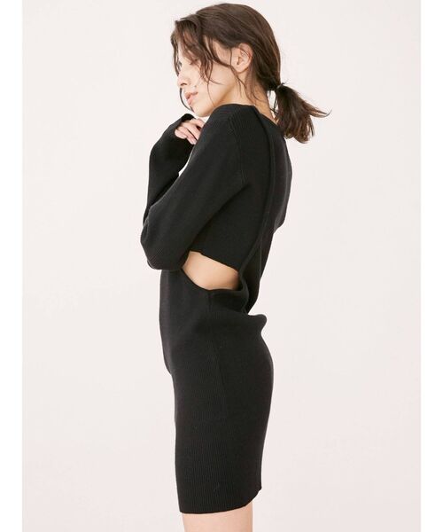 EVRIS（エヴリス）の「サイドオープンニットワンピース（ワンピース・レディース・ブラック/アイボリー/ブルー・FREE）」の7枚目の写真