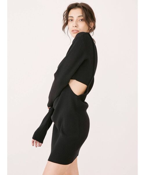 EVRIS（エヴリス）の「サイドオープンニットワンピース（ワンピース・レディース・ブラック/アイボリー/ブルー・FREE）」の6枚目の写真