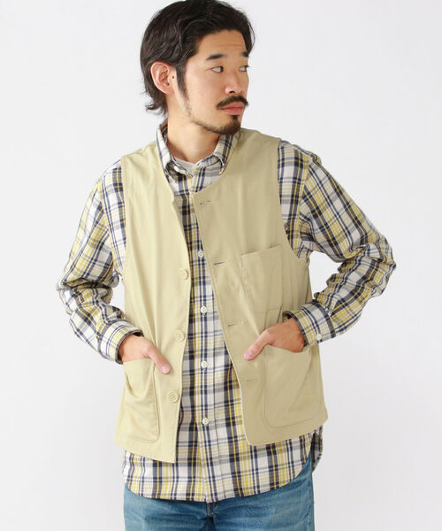 BEAMS PLUS（ビームスプラス）の「BEAMS PLUS / ワーク ベスト（ベスト・メンズ・ブラウン/サックスブルー/ナチュラル・SMALL/MEDIUM/LARGE/X-LARGE）」の4枚目の写真