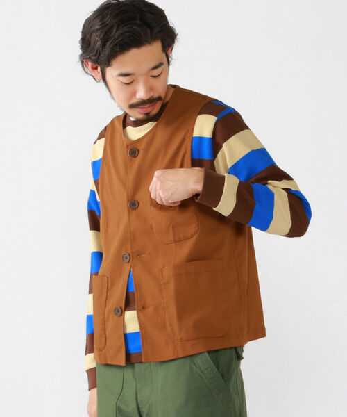 BEAMS PLUS（ビームスプラス）の「BEAMS PLUS / ワーク ベスト（ベスト・メンズ・ブラウン/サックスブルー/ナチュラル・SMALL/MEDIUM/LARGE/X-LARGE）」の6枚目の写真