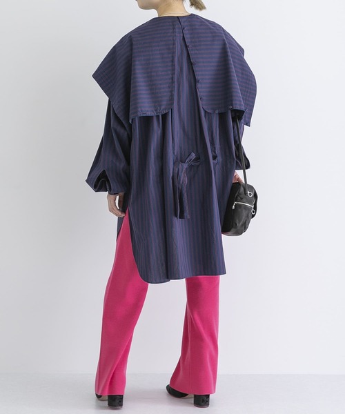 URBAN RESEARCH（アーバンリサーチ）の「iI　big collar blouse（シャツ/ブラウス・レディース・ブルー/ボルドー・ONE）」の7枚目の写真