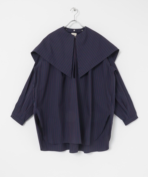 URBAN RESEARCH（アーバンリサーチ）の「iI　big collar blouse（シャツ/ブラウス・レディース・ブルー/ボルドー・ONE）」の21枚目の写真