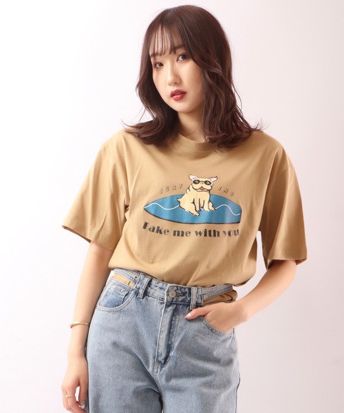 FUNALIVE(ファンアライブ)の「ブルドッグデザイン半袖Tシャツ(Tシャツ/カットソー・メンズ・ホワイト/ベージュ/ブルーグリーン/ホワイト系その他/ブルー系その他/ホワイト系その他2/ピンク/ネイビー・S/M/L)」の4枚目の写真
