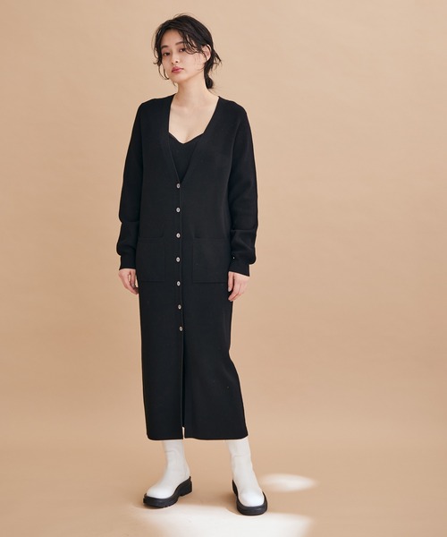 ADAM ET ROPE'（アダムエロペ）の「【サステナブル】エコベロビスチェ付きロングカーディガン（カーディガン/ボレロ・レディース・ブラック/サックスブルー・FREE）」の19枚目の写真