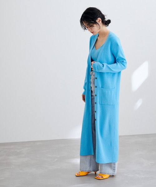 ADAM ET ROPE'（アダムエロペ）の「【サステナブル】エコベロビスチェ付きロングカーディガン（カーディガン/ボレロ・レディース・ブラック/サックスブルー・FREE）」の11枚目の写真