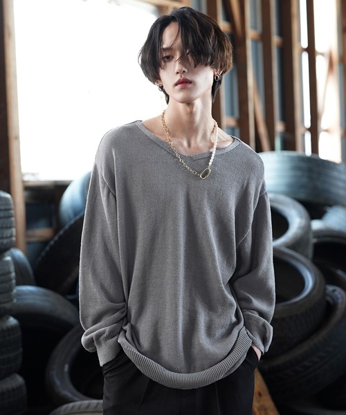 G.O.C（ジーオーシー）の「甘編みVネックニット（ニット/セーター・メンズ・ホワイト/ブラック/グレー・MEDIUM/LARGE）」の3枚目の写真
