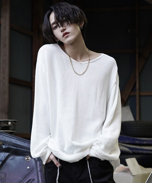 G.O.C（ジーオーシー）の「甘編みVネックニット（ニット/セーター・メンズ・ホワイト/ブラック/グレー・MEDIUM/LARGE）」の8枚目の写真