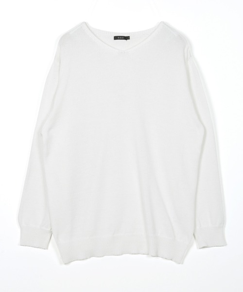 G.O.C（ジーオーシー）の「甘編みVネックニット（ニット/セーター・メンズ・ホワイト/ブラック/グレー・MEDIUM/LARGE）」の16枚目の写真