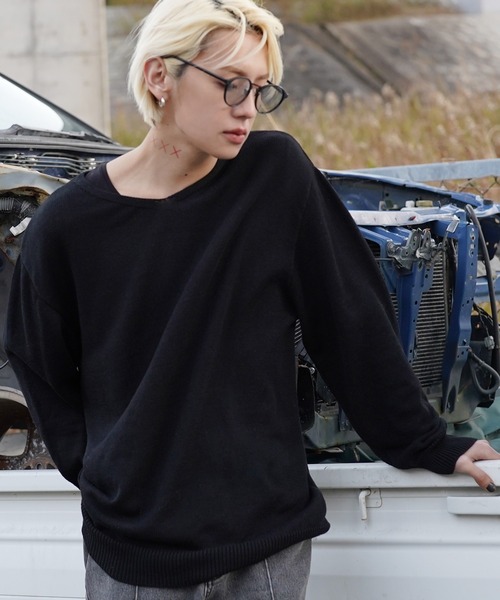 G.O.C（ジーオーシー）の「甘編みVネックニット（ニット/セーター・メンズ・ホワイト/ブラック/グレー・MEDIUM/LARGE）」の17枚目の写真