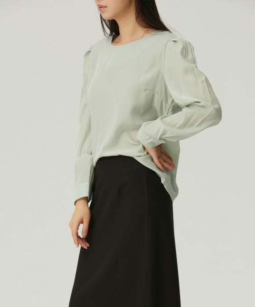 LAFFMO（ラフモ）の「クルーネックギャザースリーブブラウス（シャツ/ブラウス・レディース・ホワイト/ベージュ/ブルー・F）」の22枚目の写真