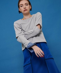 A + TOKYO（エープラストウキョウ）の「スリーブカット配色トップス（Tシャツ/カットソー）」