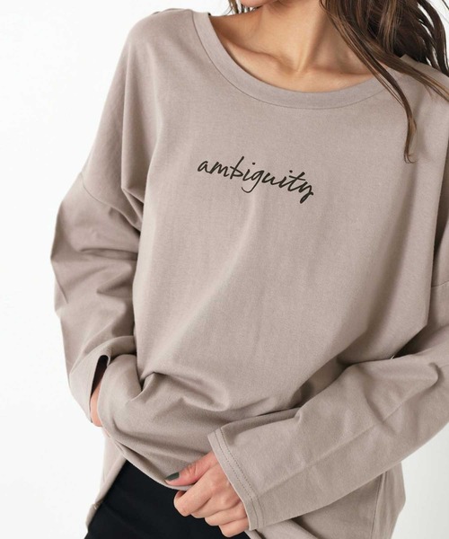 ANAP（アナップ）の「バックスリットロゴロンT（Tシャツ/カットソー・レディース・ブルー/ブラック/グレイッシュベージュ/ホワイト・FREE）」の3枚目の写真