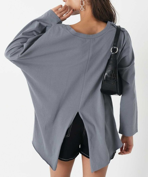 ANAP（アナップ）の「バックスリットロゴロンT（Tシャツ/カットソー・レディース・ブルー/ブラック/グレイッシュベージュ/ホワイト・FREE）」の4枚目の写真