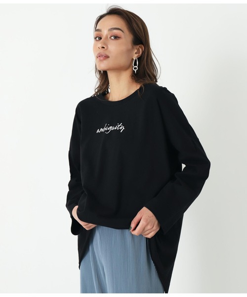 ANAP（アナップ）の「バックスリットロゴロンT（Tシャツ/カットソー・レディース・ブルー/ブラック/グレイッシュベージュ/ホワイト・FREE）」の7枚目の写真