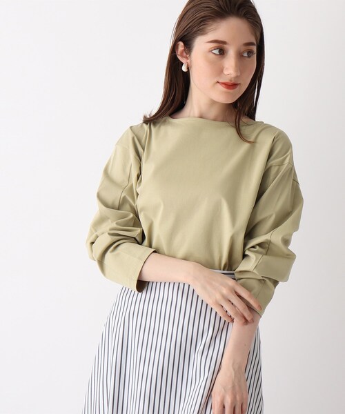 OPAQUE.CLIP(オペークドットクリップ)の「◆シルキースーピマ デザインスリーブカットソー(Tシャツ/カットソー・レディース・ブラック/ホワイト系/ダークオレンジ/サンドベージュ・36/38/42/40)」の3枚目の写真