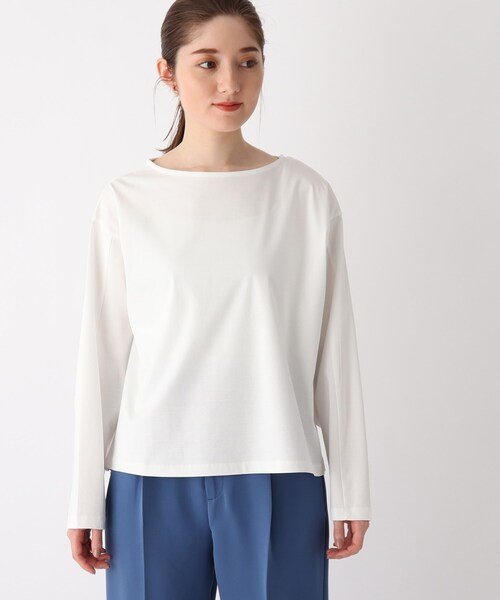 OPAQUE.CLIP(オペークドットクリップ)の「◆シルキースーピマ デザインスリーブカットソー(Tシャツ/カットソー・レディース・ブラック/ホワイト系/ダークオレンジ/サンドベージュ・36/38/42/40)」の5枚目の写真