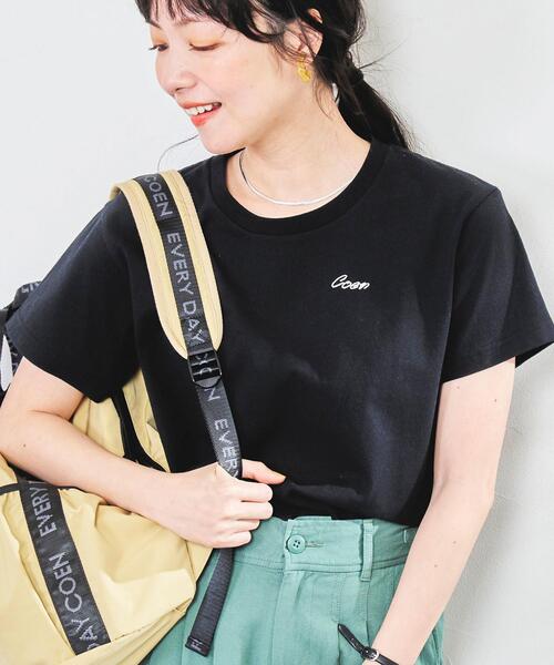coen（コーエン）の「coen（コーエン）刺繍ロゴTシャツ（Tシャツ/カットソー・レディース・ブラック/ホワイト・L/M）」の5枚目の写真