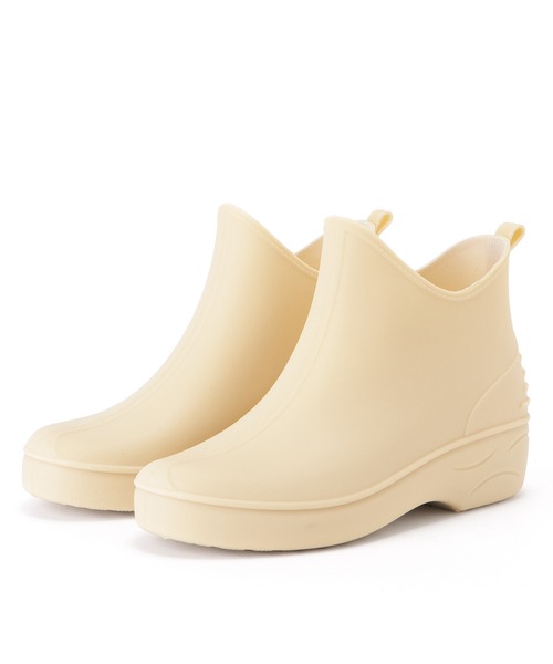 Lace Ladies（レースレディース）の「プルストラップ付きスニーカー風ショートレインブーツ（レインシューズ・レディース・ブラック/アイボリー・23/24/25/22.5/24.5/23.5）」の4枚目の写真