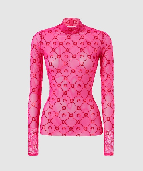 MARINE SERRE（マリーン・セル）の「MOONOGRAM-FLOCKED MESH TOP