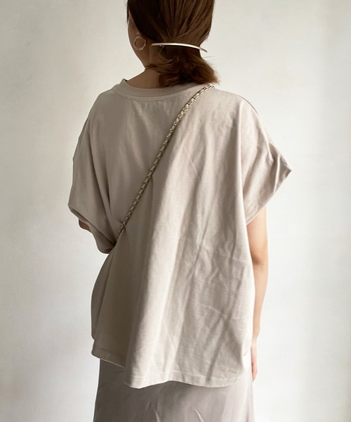 DouDou（ドゥドゥ）の「TOPAZ パールロゴフロッキーTEE（Tシャツ/カットソー・レディース・オフホワイト/ベージュ/チャコールグレー・FREE）」の21枚目の写真