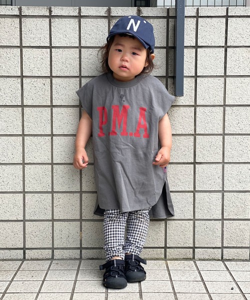 CIAOPANIC TYPY（チャオパニックティピー）の「▽【KIDS】USAノースリヘムラインTee（Tシャツ/カットソー・キッズ・サックスブルー/チャコールグレー/ホワイト/カーキ・XX-LARGE/SMALL/MEDIUM/LARGE/X-LARGE）」の2枚目の写真