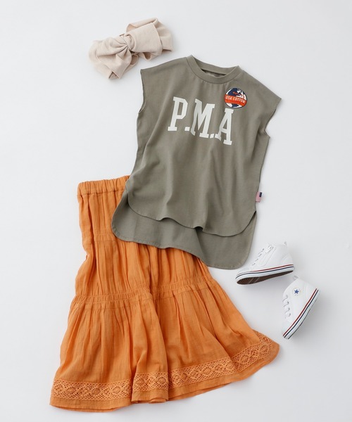 CIAOPANIC TYPY（チャオパニックティピー）の「▽【KIDS】USAノースリヘムラインTee（Tシャツ/カットソー・キッズ・サックスブルー/チャコールグレー/ホワイト/カーキ・XX-LARGE/SMALL/MEDIUM/LARGE/X-LARGE）」の6枚目の写真