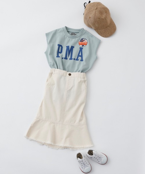 CIAOPANIC TYPY（チャオパニックティピー）の「▽【KIDS】USAノースリヘムラインTee（Tシャツ/カットソー・キッズ・サックスブルー/チャコールグレー/ホワイト/カーキ・XX-LARGE/SMALL/MEDIUM/LARGE/X-LARGE）」の8枚目の写真