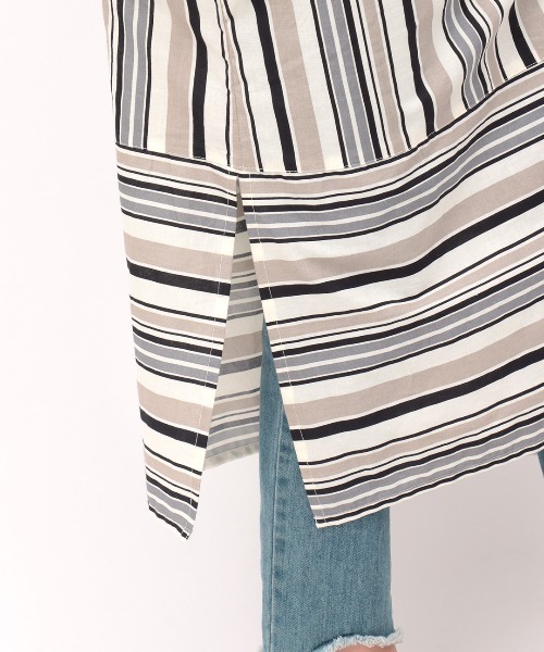 チチカカ（チチカカ）の「ShantiShanti ウィピールストライプチュニックドレス【WEB限定】（ワンピース・レディース・ブラック/ナチュラル/レッド・FREE）」の16枚目の写真