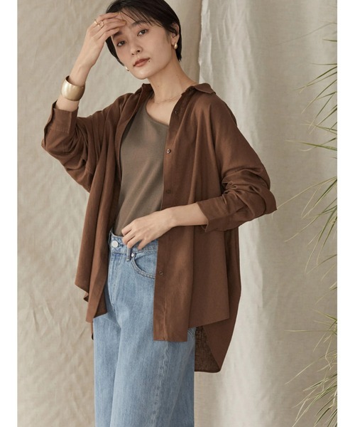 AMERICAN HOLIC（アメリカンホリック）の「リネンブレンドシャツ（シャツ/ブラウス・レディース・ベージュ/マルチ/ブルー系その他4/ブラウン/ネイビー/オフホワイト・L/M）」の10枚目の写真