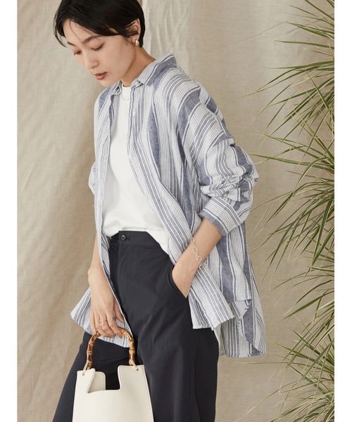 AMERICAN HOLIC（アメリカンホリック）の「リネンブレンドシャツ（シャツ/ブラウス・レディース・ベージュ/マルチ/ブルー系その他4/ブラウン/ネイビー/オフホワイト・L/M）」の12枚目の写真