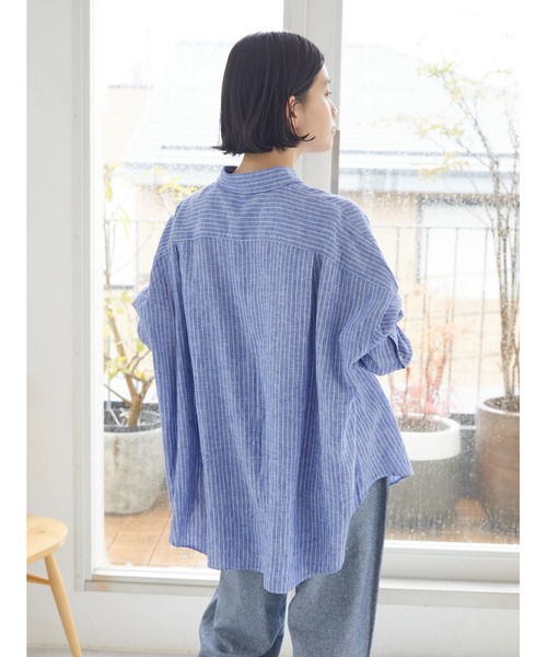 AMERICAN HOLIC（アメリカンホリック）の「リネンブレンドシャツ（シャツ/ブラウス・レディース・ベージュ/マルチ/ブルー系その他4/ブラウン/ネイビー/オフホワイト・L/M）」の21枚目の写真