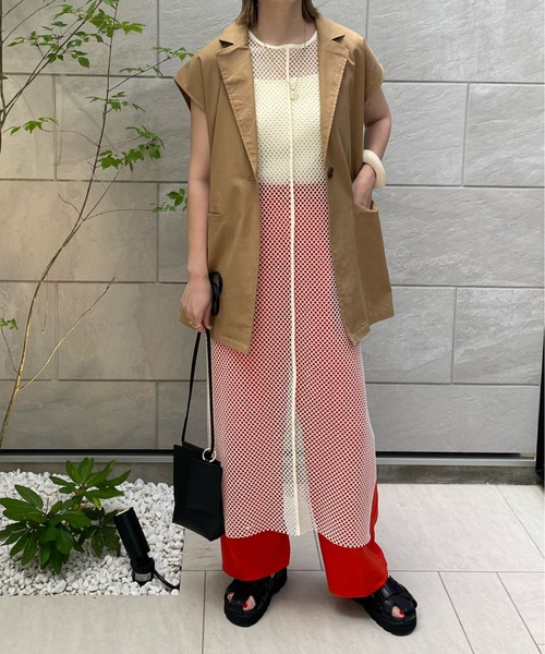 y/m by misato（イムバイミサト）の「カットメッシュロングトップス（ベスト・レディース・ブラック/アイボリー・FREE）」の14枚目の写真