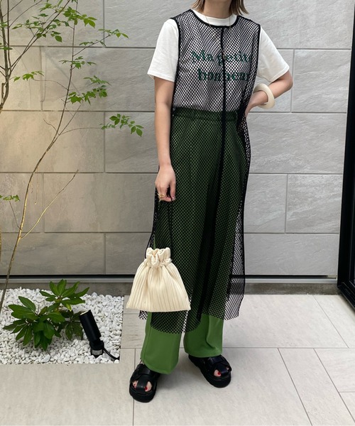 y/m by misato（イムバイミサト）の「カットメッシュロングトップス（ベスト・レディース・ブラック/アイボリー・FREE）」の17枚目の写真