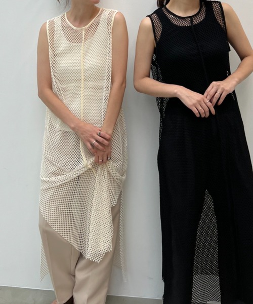 y/m by misato（イムバイミサト）の「カットメッシュロングトップス（ベスト・レディース・ブラック/アイボリー・FREE）」の21枚目の写真