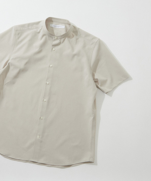 MEN'S MELROSE（メンズメルローズ）の「REFLAXウェザーストレッチバンドカラーシャツ（シャツ/ブラウス・メンズ・ベージュ/チャコールグレー/ライトベージュ/グレイッシュベージュ・3/2/4）」の10枚目の写真